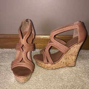 Charlotte Russe brown braided wedges